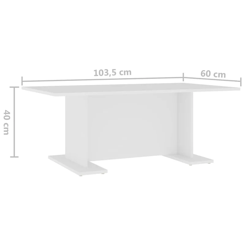 Table basse de salon design moderne 103,5 x 60 x 40 cm bois d'ingénierie blanc DEC037838