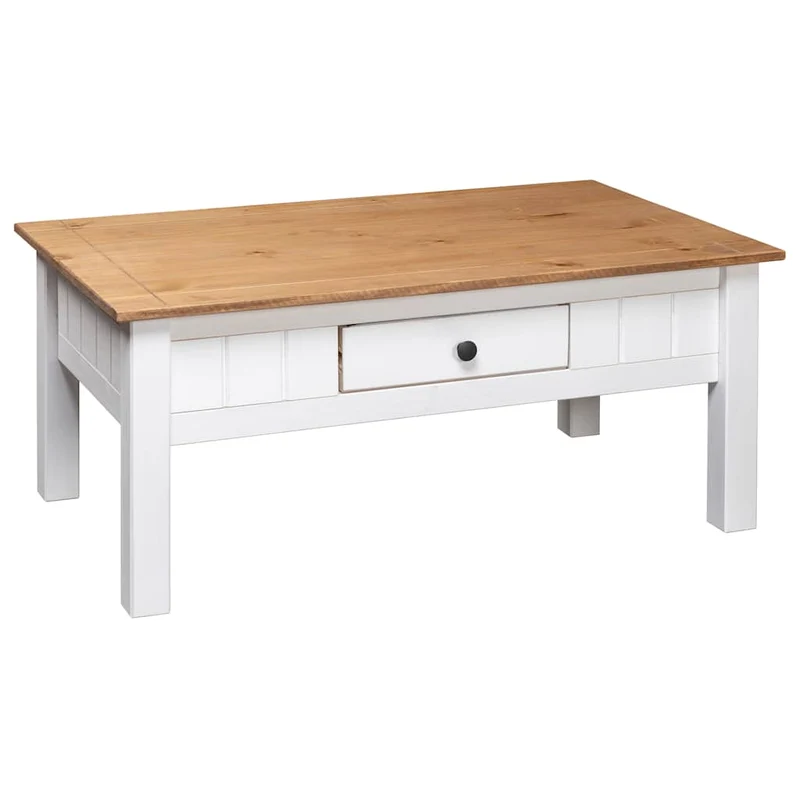 Table basse de salon avec tiroir design classique 100 x 60 x 45 cm bois de pin massif DEC037802