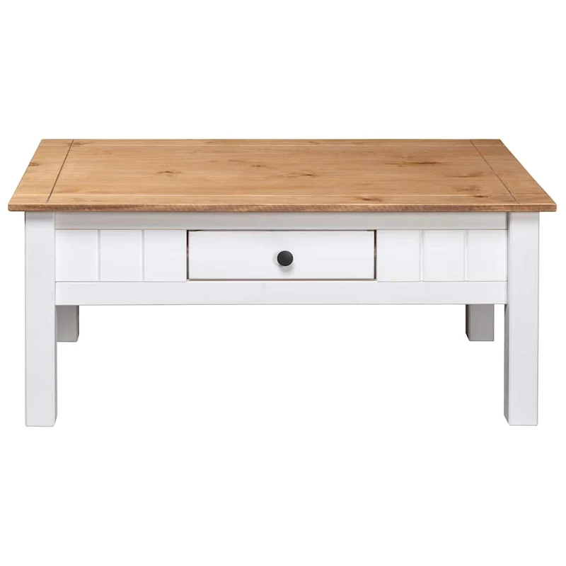 Table basse de salon avec tiroir design classique 100 x 60 x 45 cm bois de pin massif DEC037802