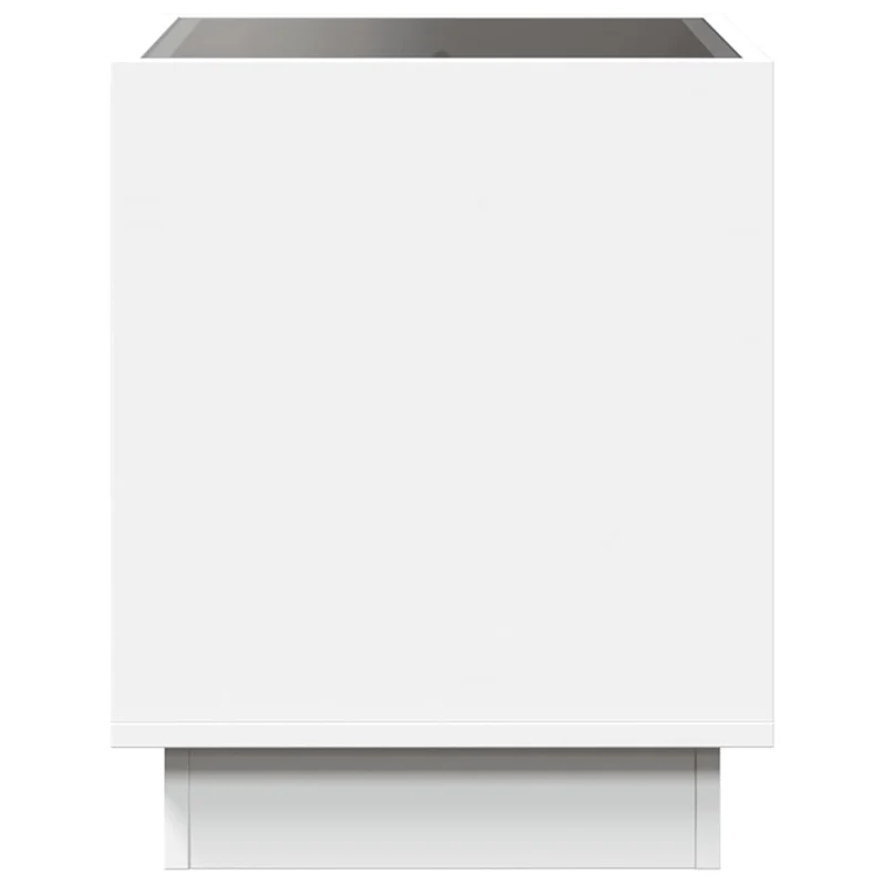 Table basse table de chevet avec étagère design moderne avec LED 50 x 50 x 50 cm bois d'ingénierie blanc et verre DEC037438