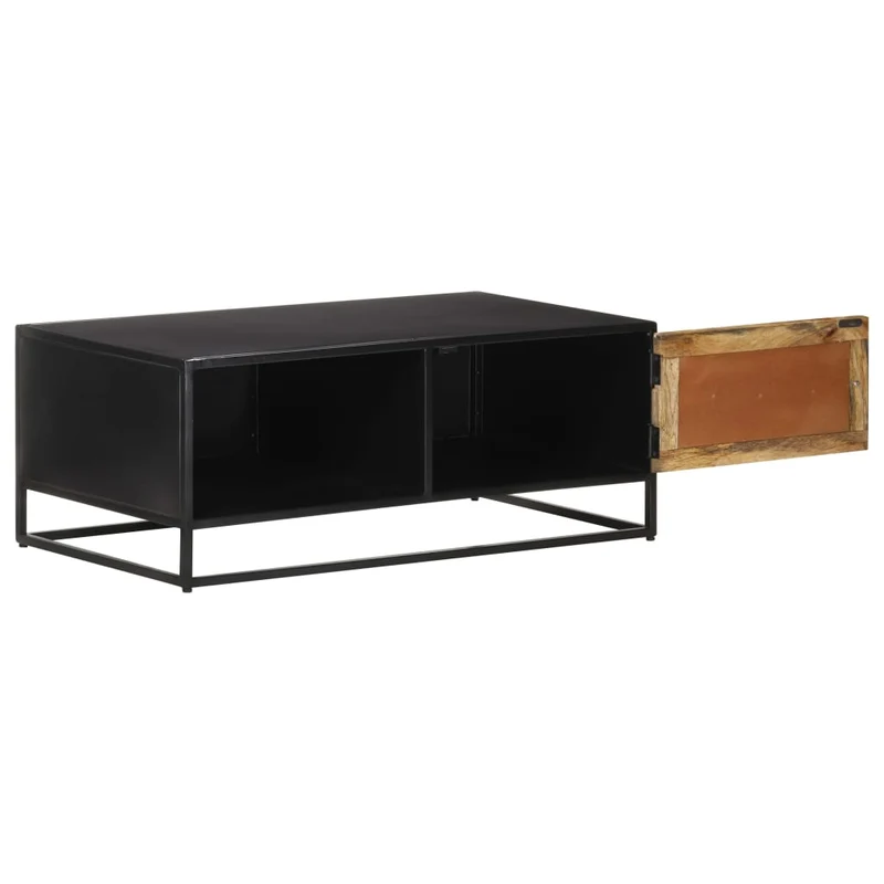 Table basse de salon design moderne 90 x 50 x 35 cm bois de manguier marron et fer DEC037225