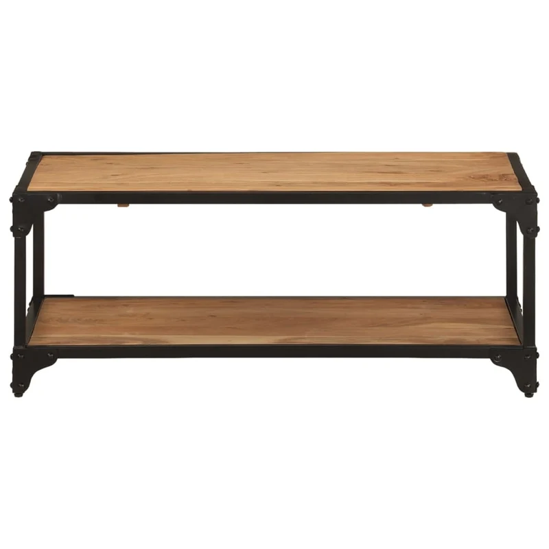Table basse de salon design industriel 90 x 45 x 35 cm bois d'acacia et fer DEC037211