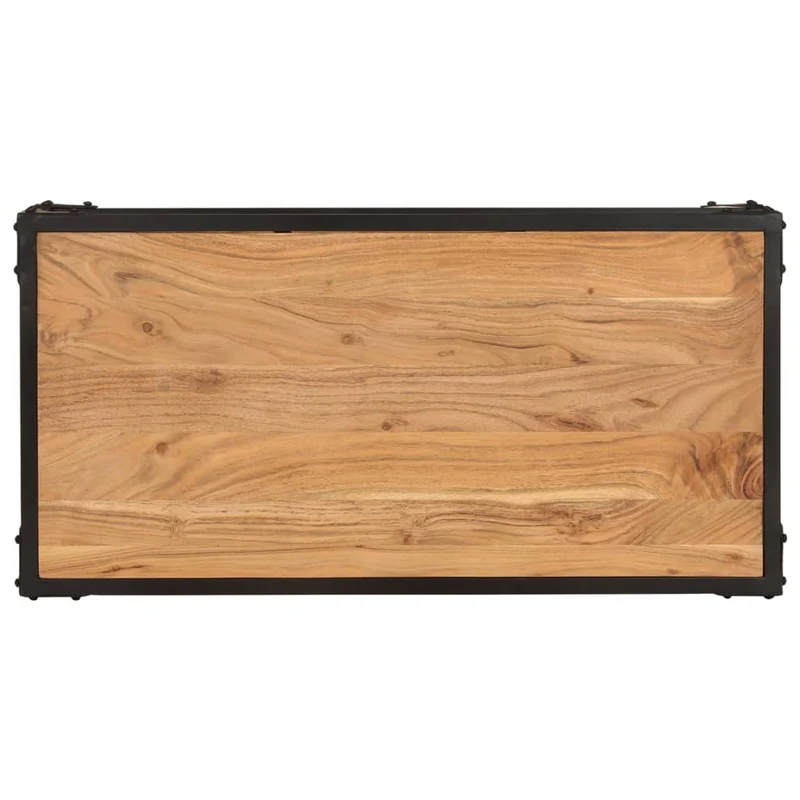 Table basse de salon design industriel 90 x 45 x 35 cm bois d'acacia et fer DEC037211