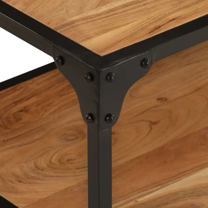 Table basse de salon design industriel 90 x 45 x 35 cm bois d'acacia et fer DEC037211
