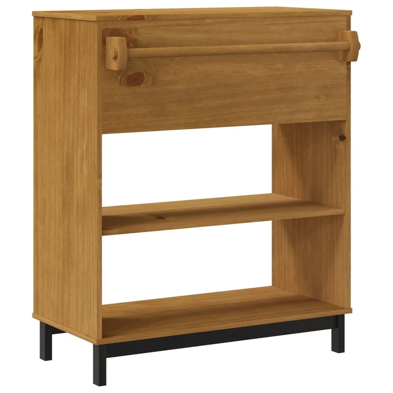 Table d’appoint multifonction avec 2 tiroirs 2 étagères et 1 compartiment ouvert 92 x 45 x 110 cm bois massif DEC036455