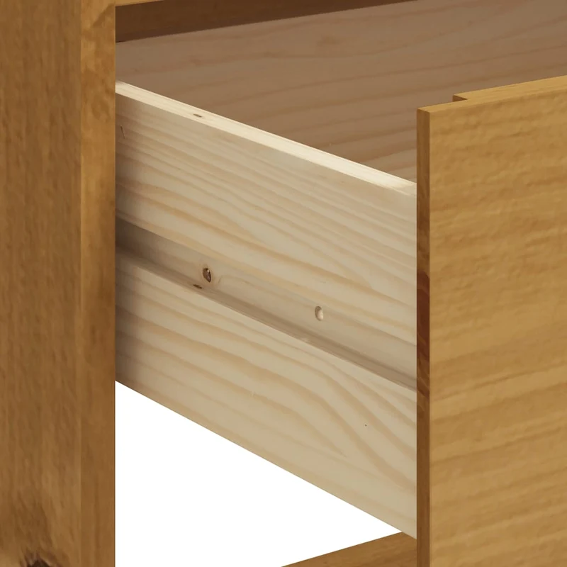 Table d’appoint multifonction avec 2 tiroirs 2 étagères et 1 compartiment ouvert 92 x 45 x 110 cm bois massif DEC036455