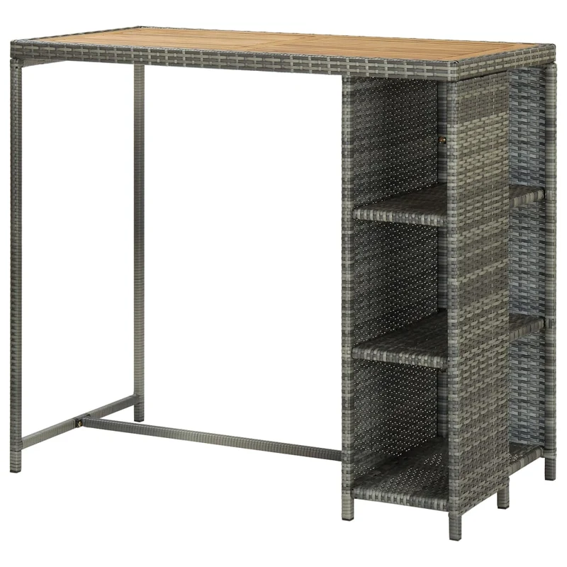 Table d’appoint multifonction avec rangement 120 x 60 x 110 cm résine tressée gris DEC036331