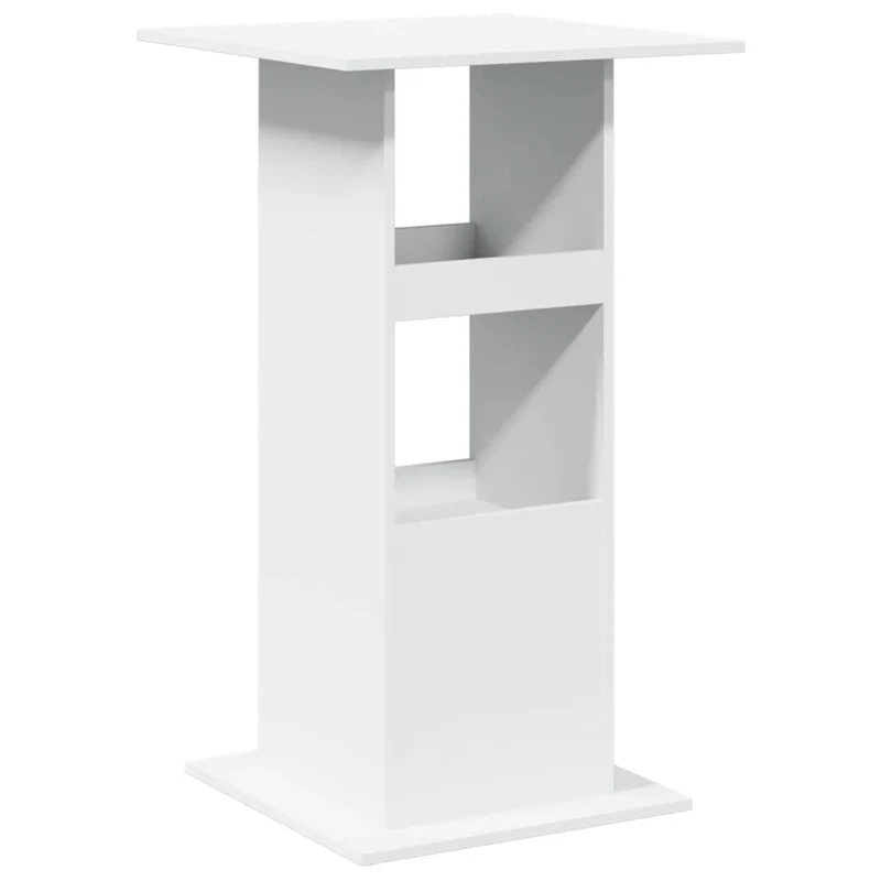 Table d’appoint multifonction avec rangement 60 x 60 x 102cm bois d’ingénierie blanc DEC036325