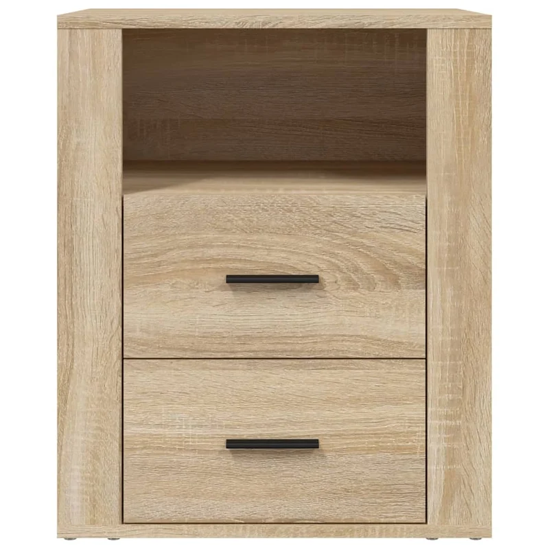Table de chevet avec tiroirs et compartiment ouvert 50 x 36 x 60 cm bois d'ingénierie couleur chêne DEC033889