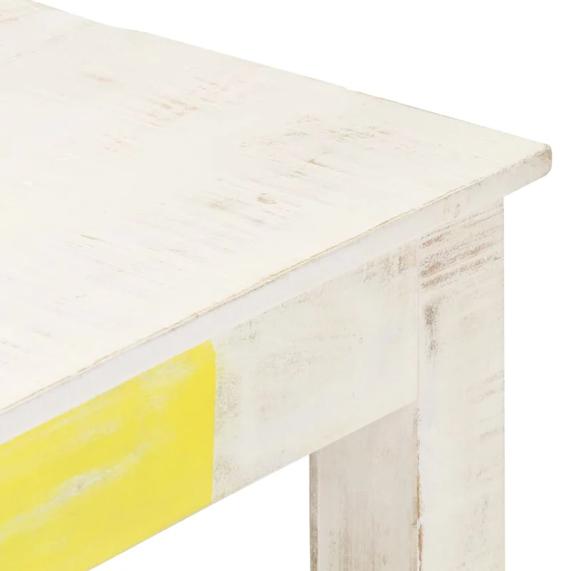 Table basse de salon design industriel 110 x 60 x 45 cm bois de manguier blanc coloré DEC037853