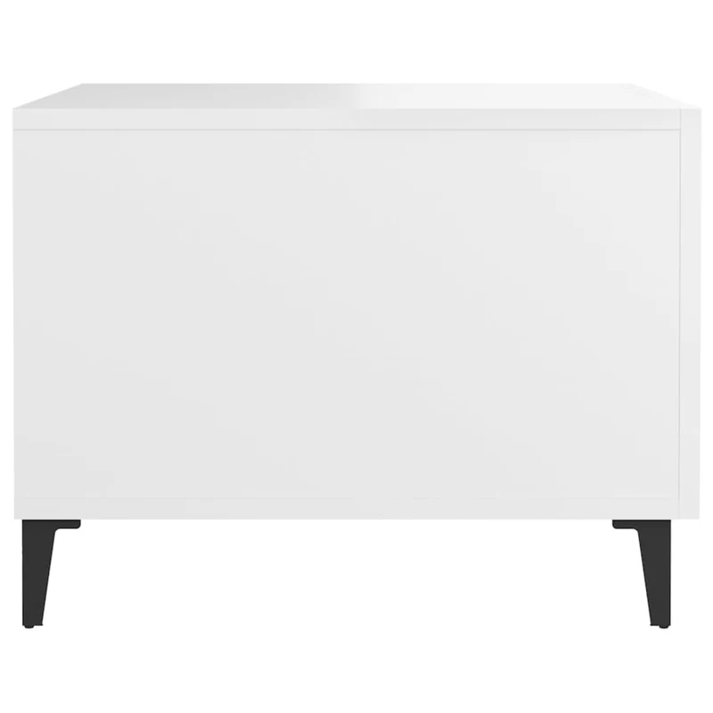 Table basse de salon avec tiroir design moderne avec pieds en métal 50 x 50 x 40 cm bois d'ingénierie blanc et métal DEC037707