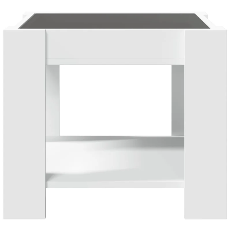 Table basse de salon design moderne avec LED 53 x 53 x 45 cm bois d'ingénierie blanc DEC037386