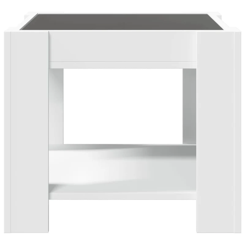Table basse de salon design moderne avec LED 53 x 53 x 45 cm bois d'ingénierie blanc DEC037386