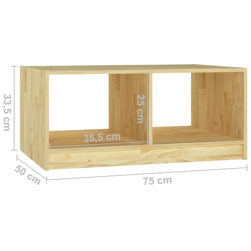 Table basse de salon bout de canapé design simple 75 x 50 x 33,5 cm bois de pin non traité DEC037134