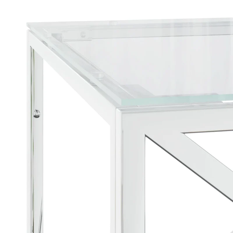 Table basse de salon design moderne 110 x 45 x 45 cm acier inoxydable et verre trempé DEC036974