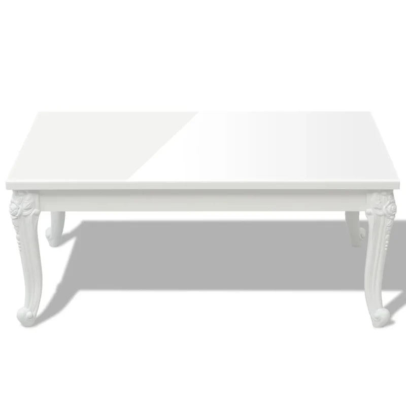 Table basse de salon forme rectangulaire design classique 100 x 60 x 42 cm MDF blanc brillant DEC036964