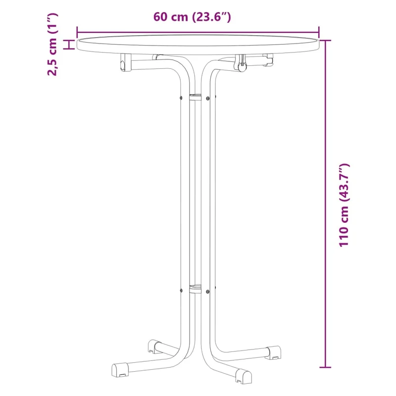 Table de bar table de bistro ø60 x 110 cm bois d'ingénierie et acier blanc DEC036775