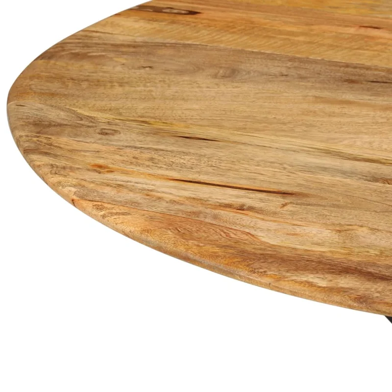Table de salle à manger design industriel ø110 x 78 cm bois de manguier massif et acier DEC036682