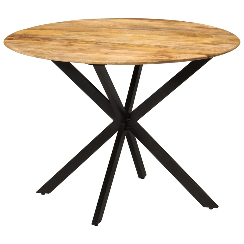 Table de salle à manger design industriel ø110 x 78 cm bois de manguier massif et acier DEC036682
