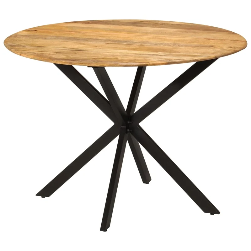 Table de salle à manger design industriel ø110 x 78 cm bois de manguier massif et acier DEC036682