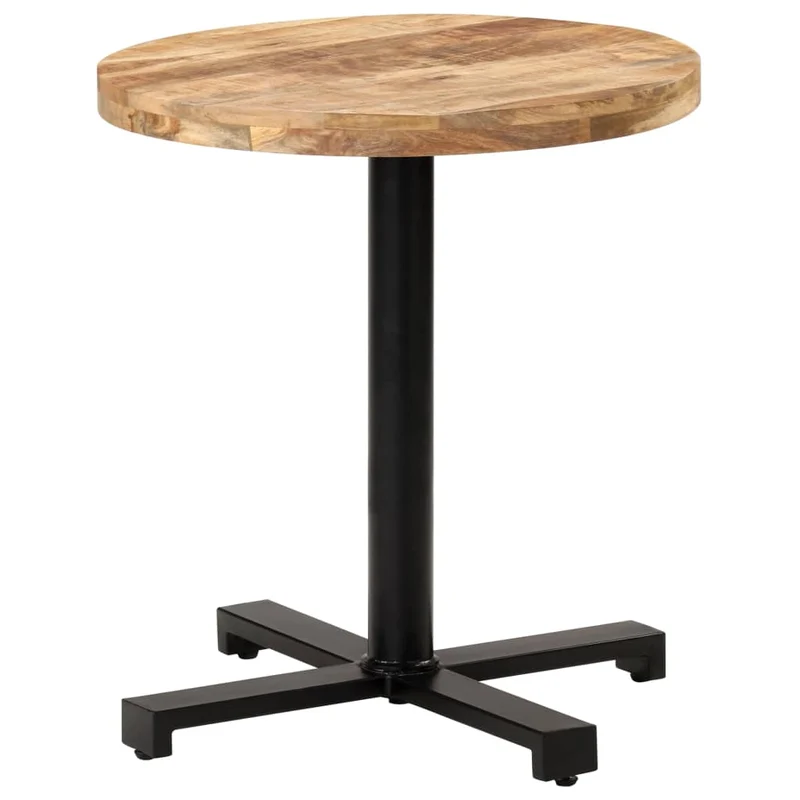 Table d'appoint auxiliaire table bistro plateau rond ø70 x 75 cm bois de manguier et fer DEC036585