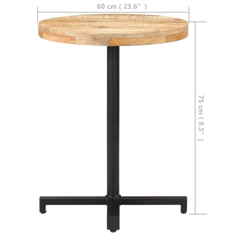 Table d'appoint auxiliaire table bistro plateau rond ø60 x 75 cm bois de manguier et fer DEC036583