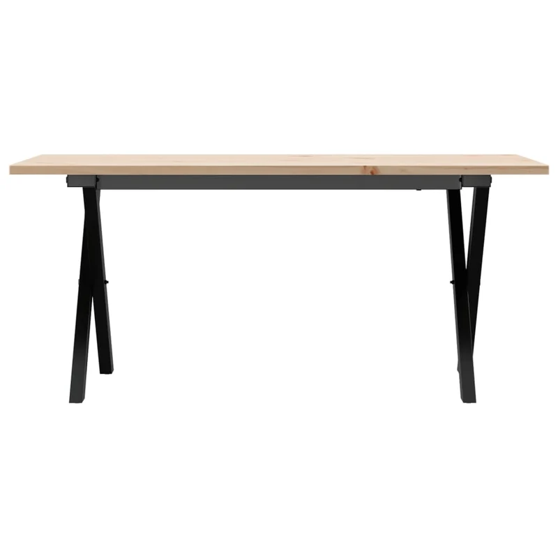 Table basse rectangulaire style industriel cadre en x 90 x 40 x 45 cm bois de pin et acier DEC036273