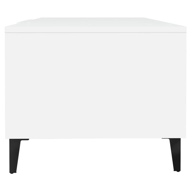 Table basse de salon avec tiroir design moderne 102 x 50 x 40 cm bois d'ingénierie blanc et fer DEC037814