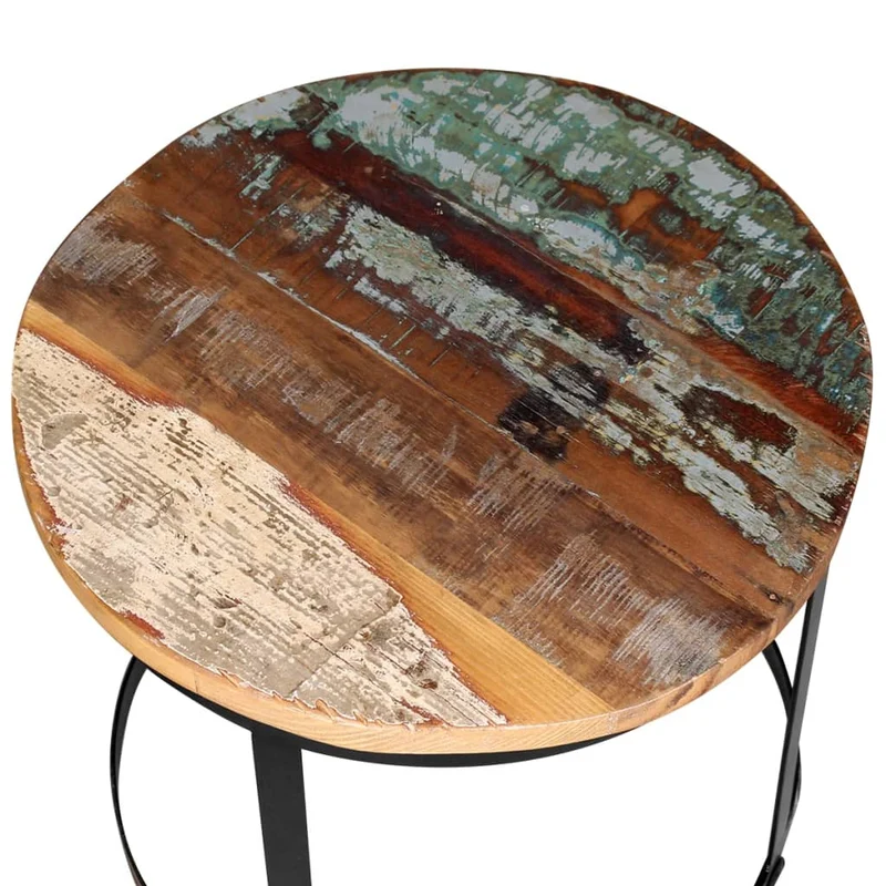 Lot de 2 table basse de salon design industriel cadre en fer plateau bois massif récupéré DEC037034