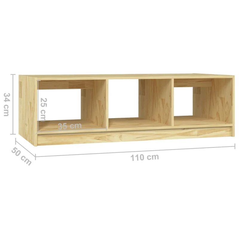 Table basse de salon avec compartiment ouvert 110 x 50 x 34 cm bois de pin massif non traité DEC036984