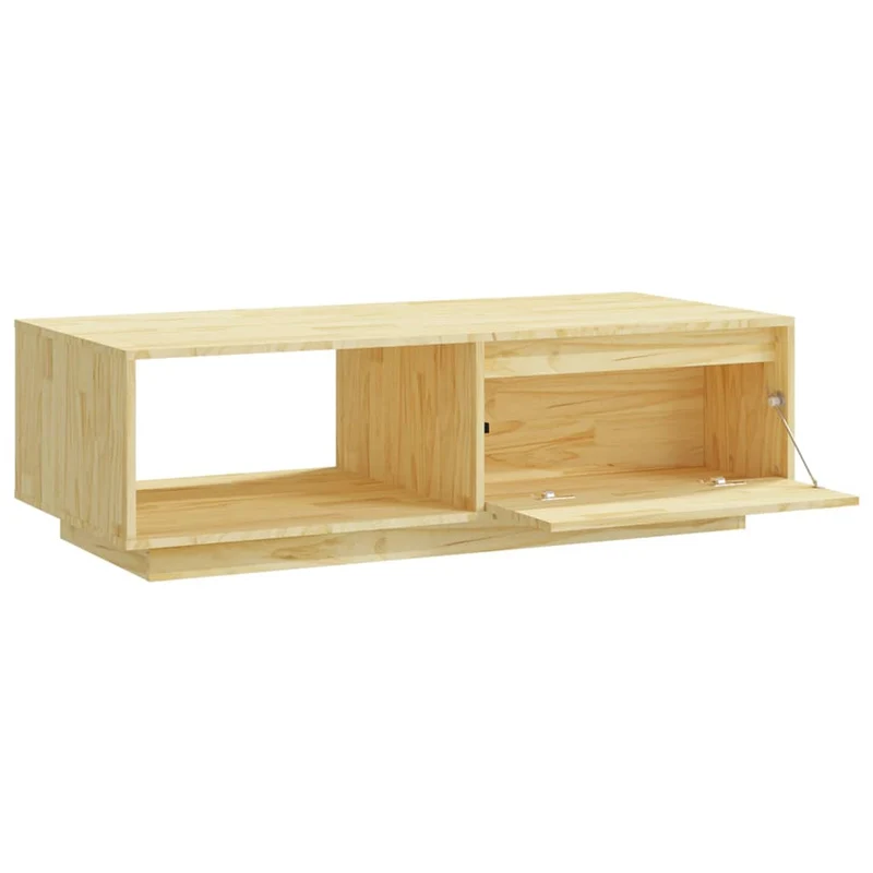 Table basse de salon avec rangement design rustique 110 x 50 x 33,5 cm bois de pin massif non traité DEC036981