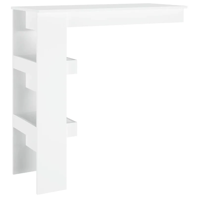 Table d’appoint multifonction murale avec étagères 102 x 45 x 103,5 cm bois d'ingénierie blanc DEC036474