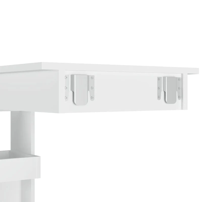 Table d’appoint multifonction murale avec étagères 102 x 45 x 103,5 cm bois d'ingénierie blanc DEC036474