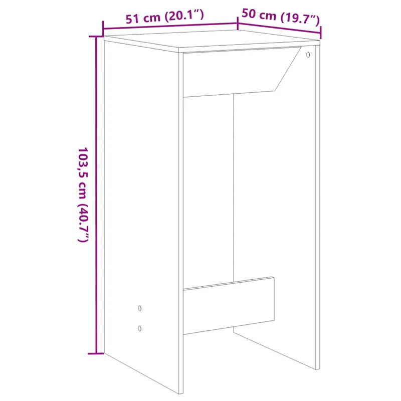 Table d’appoint multifonction 51 x 50 x 103,5 cm bois d'ingénierie marron DEC036433
