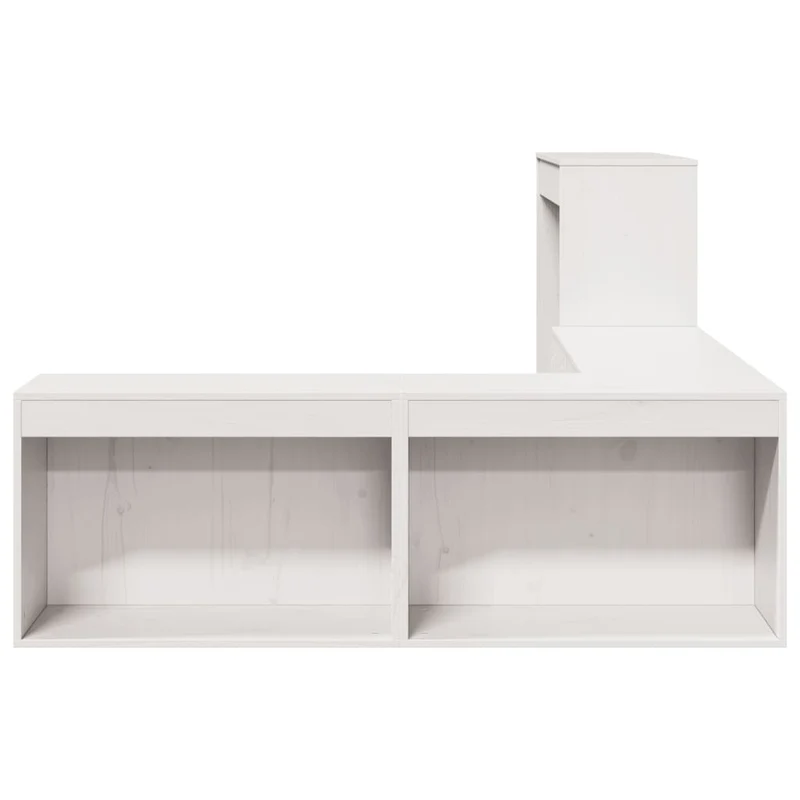 Table de chevet avec bureau design en forme de L en bois de pin massif blanc DEC033116