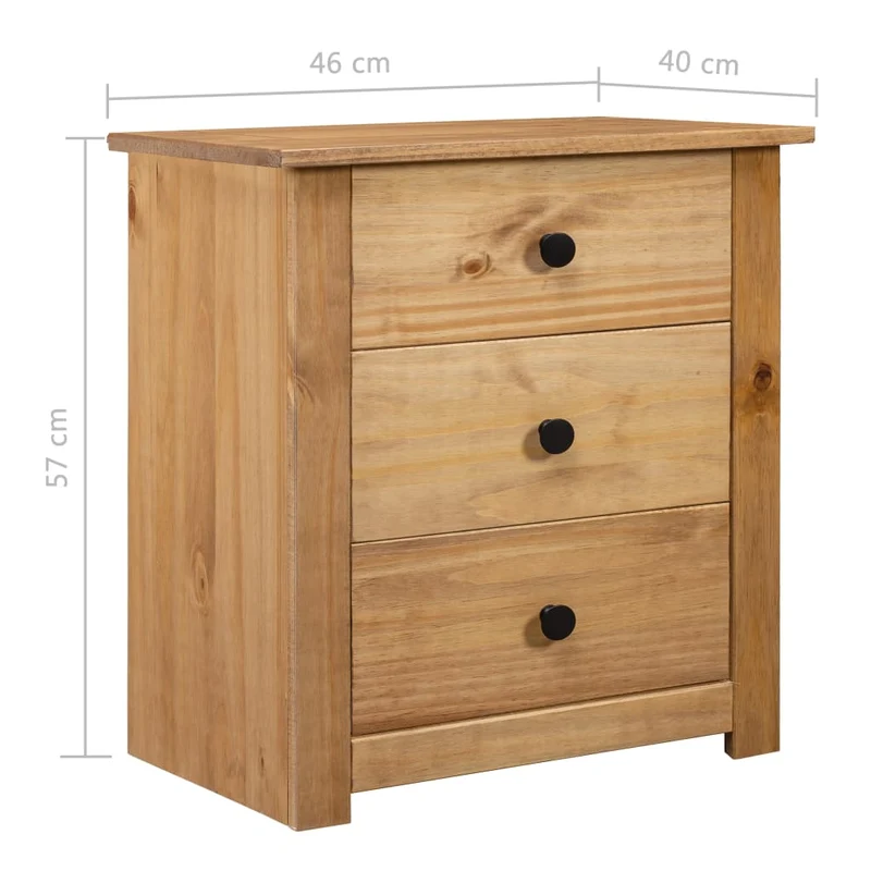Table de chevet avec 3 tiroirs 46 x 40 x 57 cm bois de pin massif DEC033022
