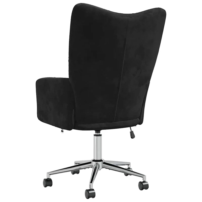 Fauteuil lounge chaise de bureau sur roulettes design moderne en velours noir DEC026741