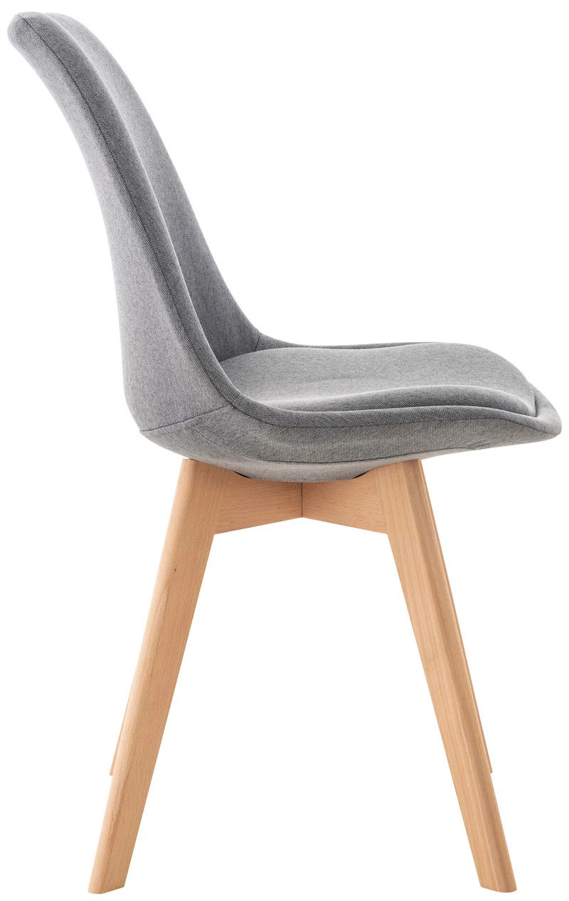 Lot de 4 chaises de salle à manger cuisine ou bureau en tissu gris clair pieds en bois 10_0000367