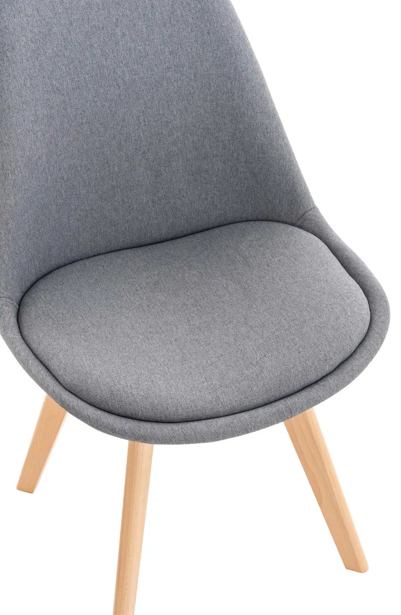 Lot de 4 chaises de salle à manger cuisine ou bureau en tissu gris clair pieds en bois 10_0000367