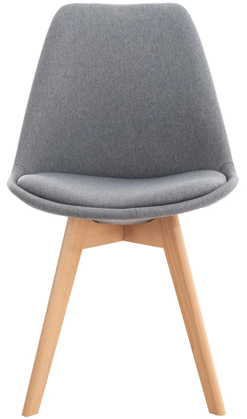 Chaise de salle à manger x1 design scandinave en tissu gris et pieds en bois clair 10_0002290