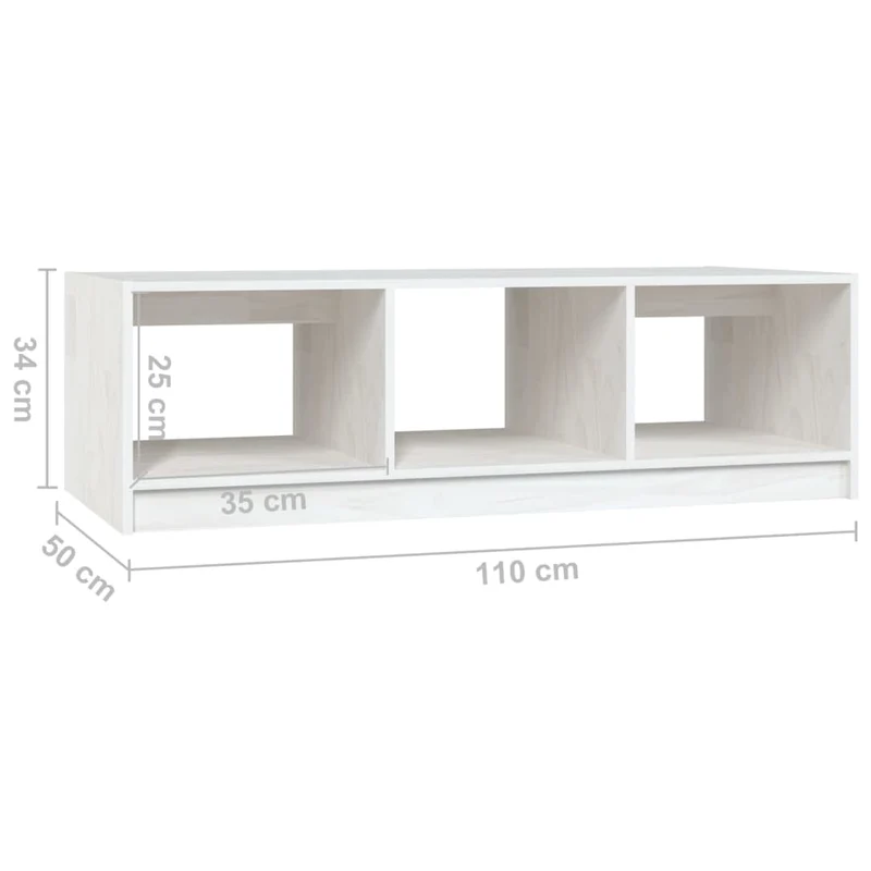 Table basse de salon design moderne 110 x 50 x 34 cm bois de pin massif blanc DEC037845