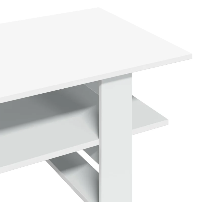Table basse de salon avec étagère design moderne 102 x 55 x 42 cm bois d'ingénierie blanc DEC037830