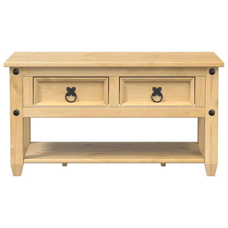 Table basse de salon design classique avec tiroirs 85 x 50 x 45 cm bois de pin massif DEC037763