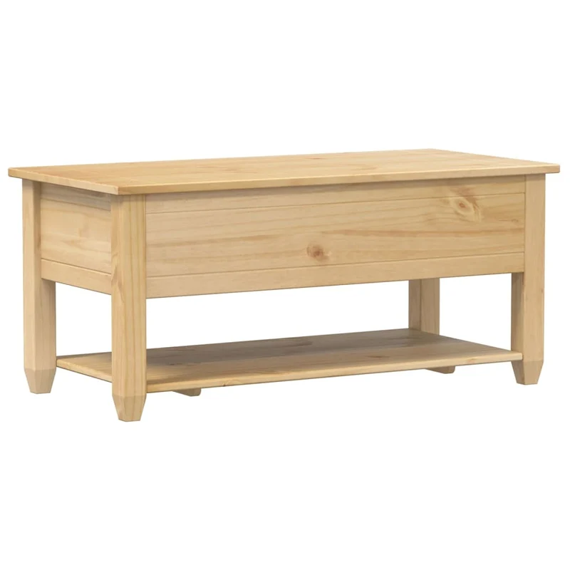 Table basse de salon design rustique avec tiroirs 100 x 48 x 45 cm bois de pin massif DEC037762
