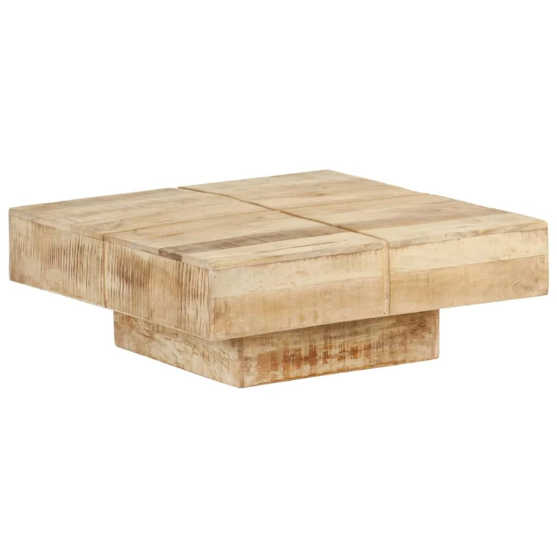 Table basse de salon design rustique 80 x 80 x 28 cm bois de manguier massif DEC037188