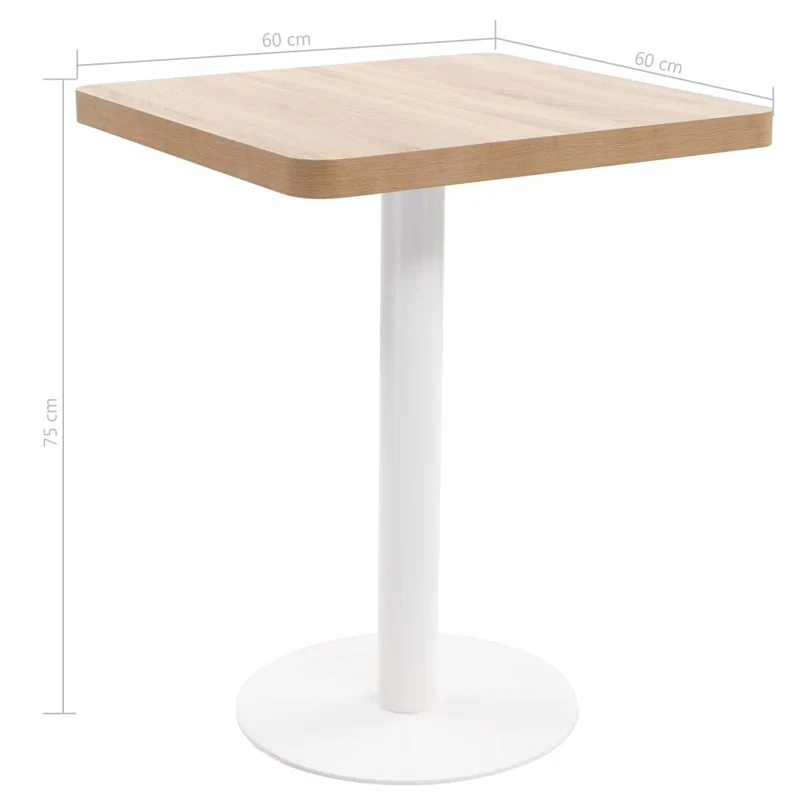Table d'appoint auxiliaire table de bistrot hauteur 75 cm en MDF et acier blanc DEC036566