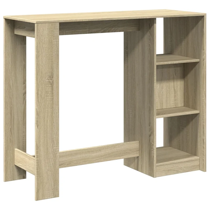 Table d’appoint multifonction avec étagère en bois d'ingénierie couleur chêne DEC036347