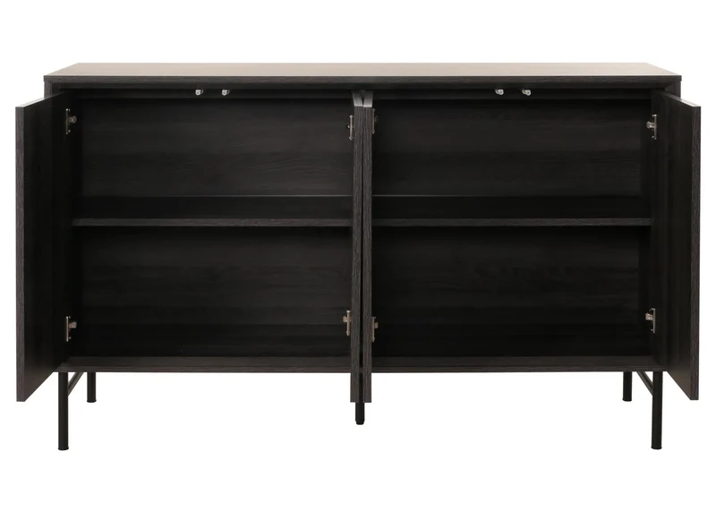 Buffet commode avec 4 compartiments de rangement en bois de manguier 94x151x40 cm gris foncé 04_0006003