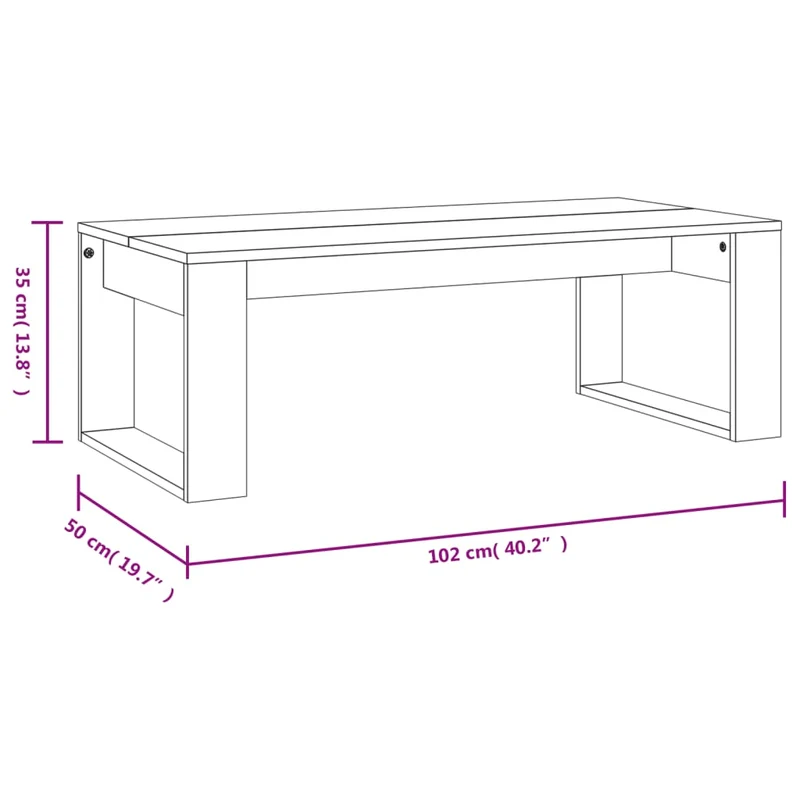Table basse de salon design simple 102 x 50 x 35 cm bois d'ingénierie blanc DEC037810