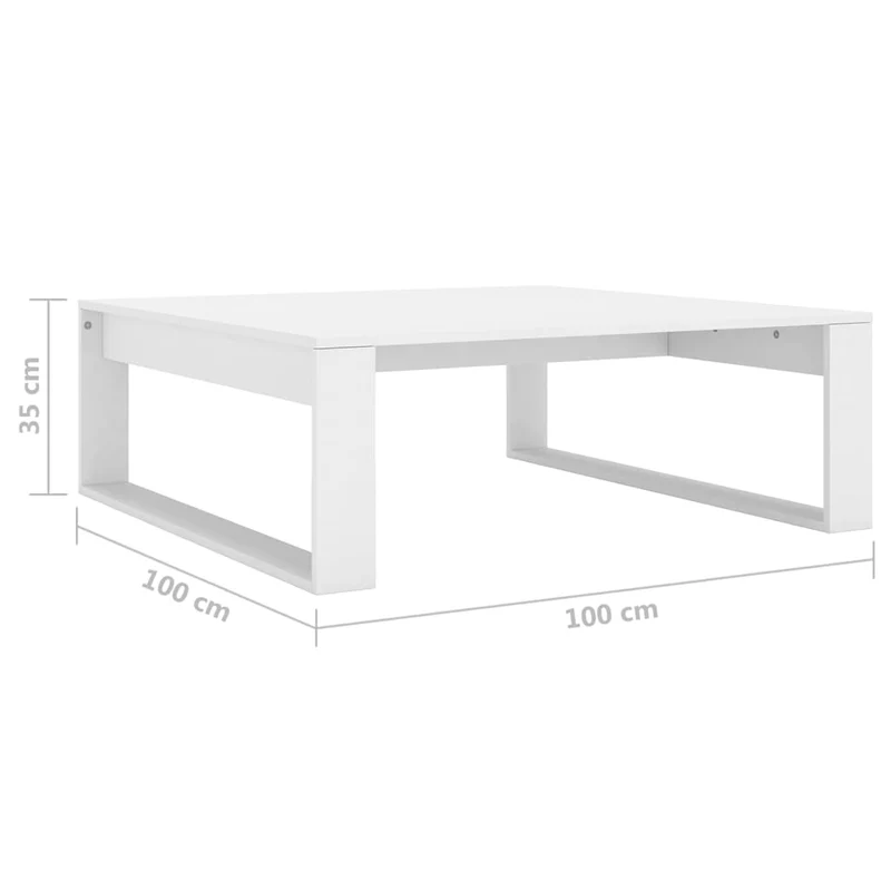Table basse de salon design simple 100 x 100 x 35 cm bois d’ingénierie blanc DEC037774